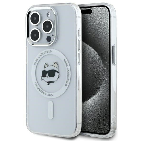 MagSafe-deksel for Apple iPhone 14 Pro Max, Karl Lagerfeld, IML Metal Choupette's Head, Hvit