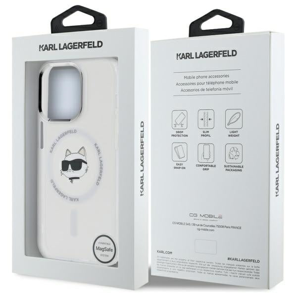 MagSafe-deksel for Apple iPhone 14 Pro Max, Karl Lagerfeld, IML Metal Choupette's Head, Hvit