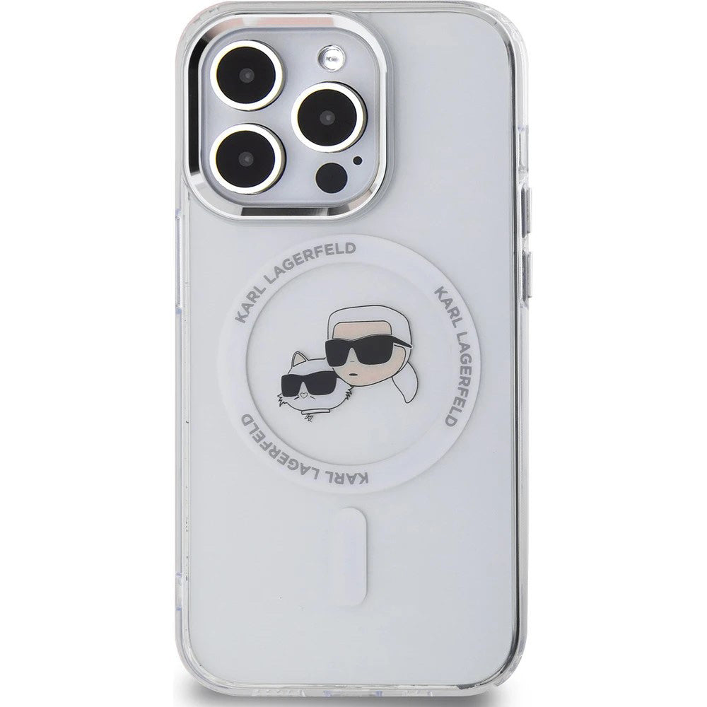 MagSafe-deksel for Apple iPhone 14 Pro Max, Karl Lagerfeld, IML Metal Karl & Choupette's Heads, Hvit