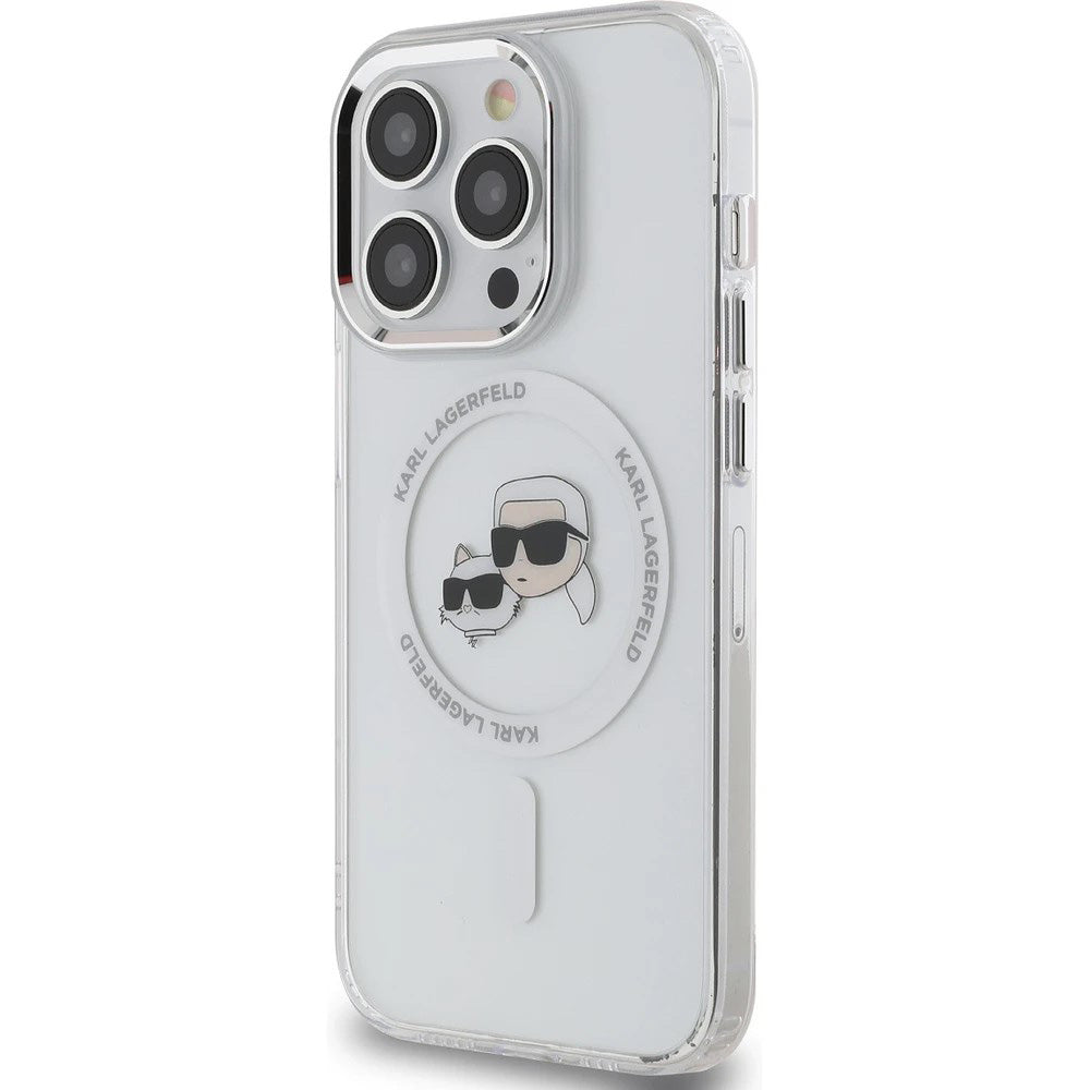 MagSafe-deksel for Apple iPhone 14 Pro Max, Karl Lagerfeld, IML Metal Karl & Choupette's Heads, Hvit