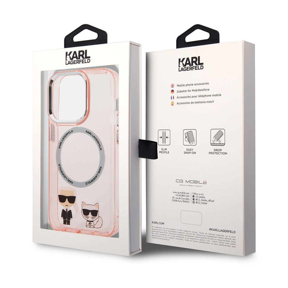 MagSafe-deksel for Apple iPhone 14 Pro Max, Karl Lagerfeld, Karl & Choupette Aluminium, Rosa