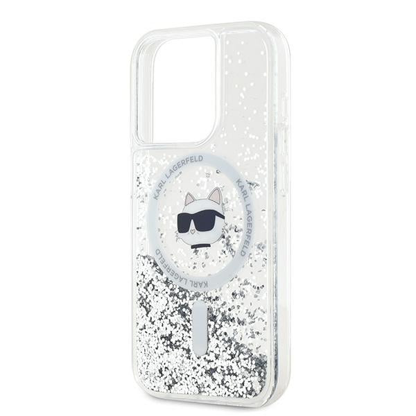MagSafe-deksel for Apple iPhone 14 Pro Max, Karl Lagerfeld, Liquid Glitter Choupette's Head, Gjennomsiktig
