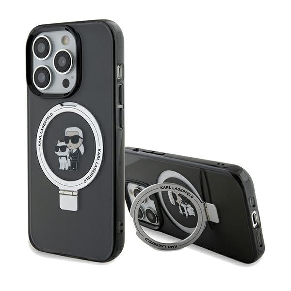 MagSafe-deksel for Apple iPhone 14 Pro Max, Karl Lagerfeld, Ring Stand Karl & Choupette, Svart