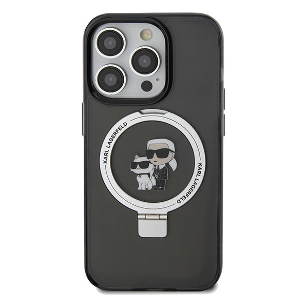 MagSafe-deksel for Apple iPhone 14 Pro Max, Karl Lagerfeld, Ring Stand Karl & Choupette, Svart