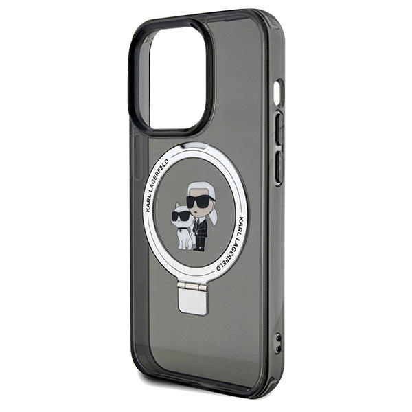MagSafe-deksel for Apple iPhone 14 Pro Max, Karl Lagerfeld, Ring Stand Karl & Choupette, Svart