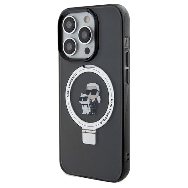 MagSafe-deksel for Apple iPhone 14 Pro Max, Karl Lagerfeld, Ring Stand Karl & Choupette, Svart