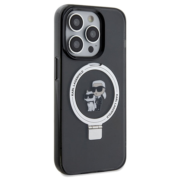 MagSafe-deksel for Apple iPhone 14 Pro Max, Karl Lagerfeld, Ring Stand Karl & Choupette, Svart
