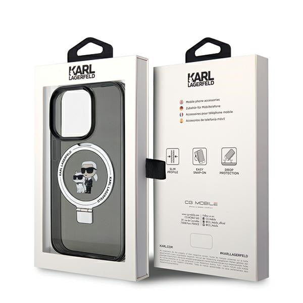 MagSafe-deksel for Apple iPhone 14 Pro Max, Karl Lagerfeld, Ring Stand Karl & Choupette, Svart