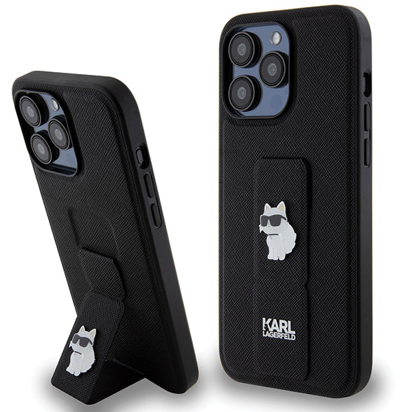 MagSafe-deksel for Apple iPhone 14 Pro Max, Karl Lagerfeld, Saffiano Gripstand Choupette, Svart