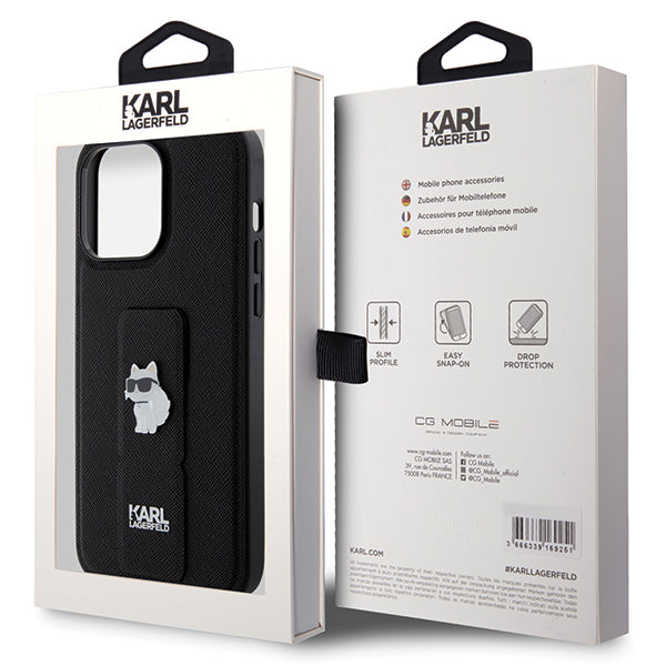 MagSafe-deksel for Apple iPhone 14 Pro Max, Karl Lagerfeld, Saffiano Gripstand Choupette, Svart
