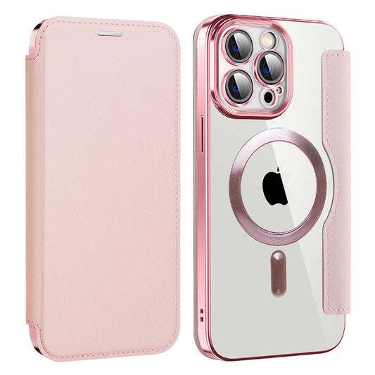MagSafe-deksel for Apple iPhone 14 Pro Max, Techsuit, SmartMag Book, Rosa