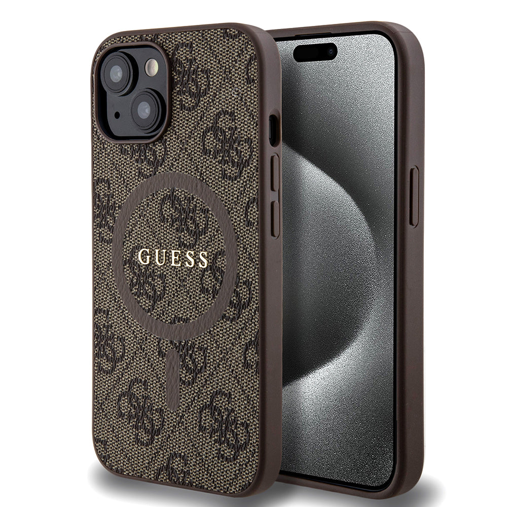 MagSafe-deksel for Apple iPhone 15, Guess, 4G Collection, Brun