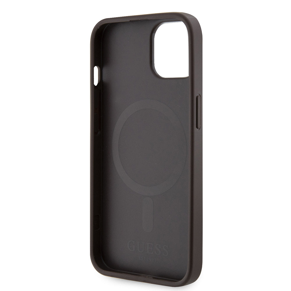 MagSafe-deksel for Apple iPhone 15, Guess, 4G Printed Stripes, Brun
