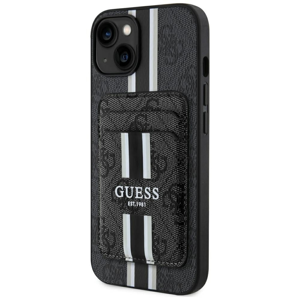 MagSafe-deksel for Apple iPhone 15, Guess, Cardslot 4G Stripes, Svart