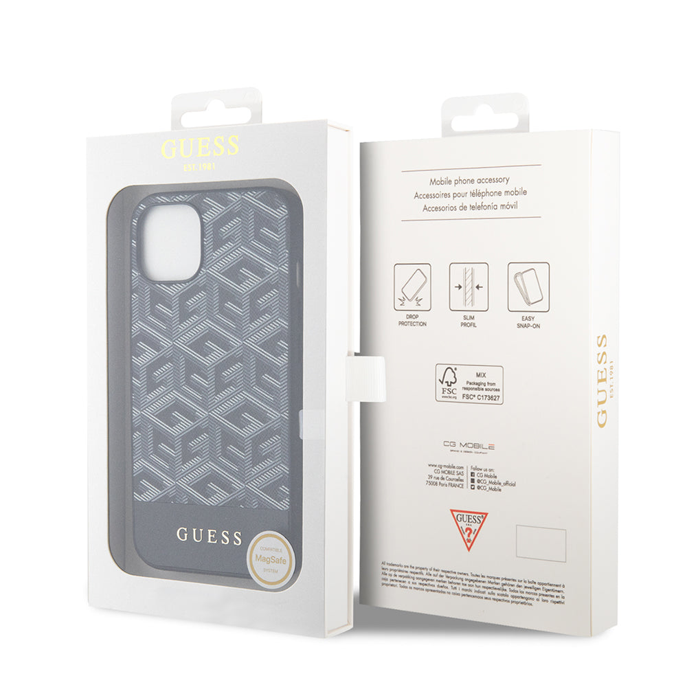 MagSafe deksel for Apple iPhone 15, Guess, GCube Stripes, Svart