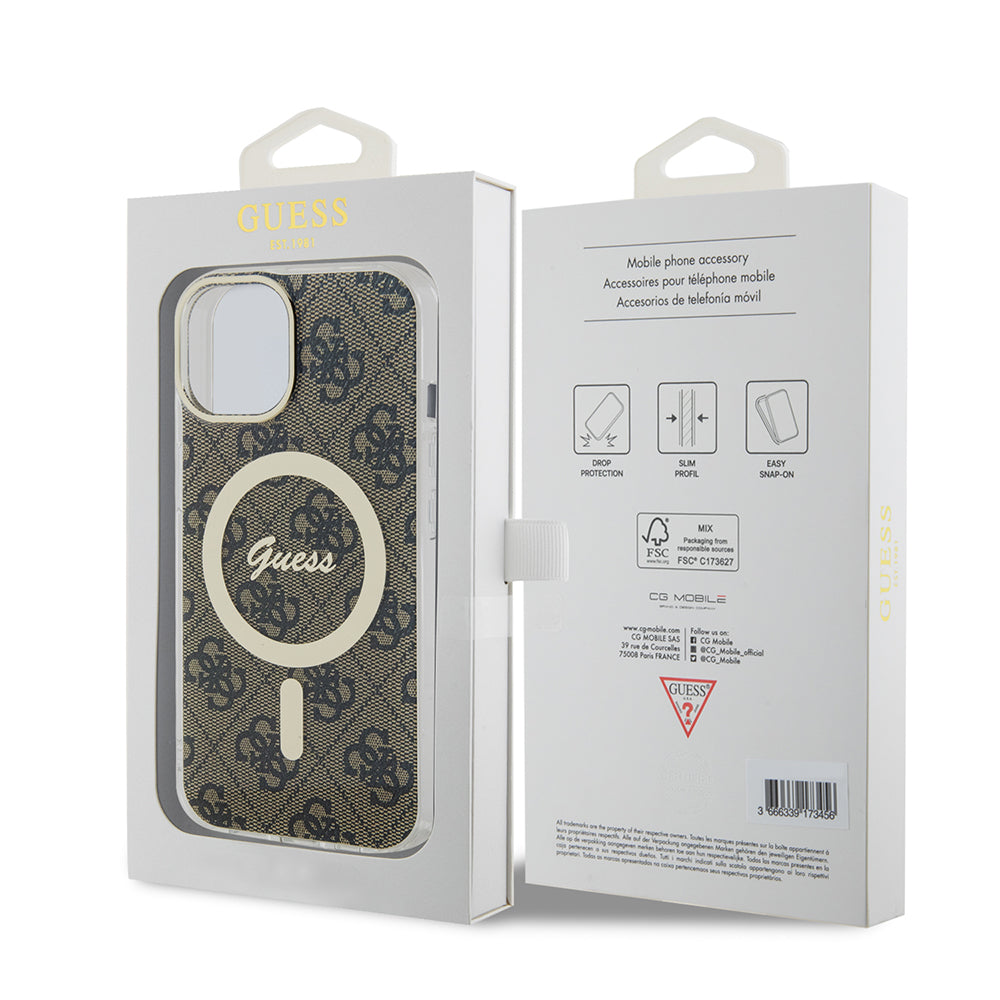 MagSafe-deksel for Apple iPhone 15, Guess, IML 4G, Brun