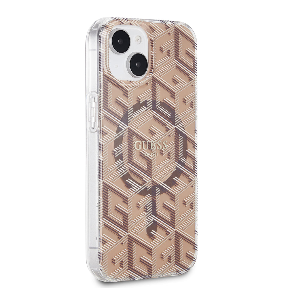 MagSafe-deksel for Apple iPhone 15, Guess, IML Gcube, Brun