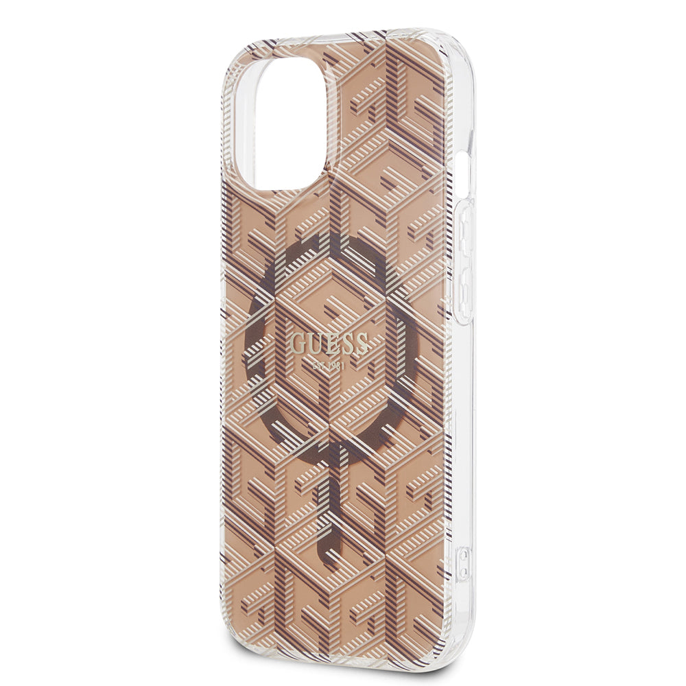 MagSafe-deksel for Apple iPhone 15, Guess, IML Gcube, Brun