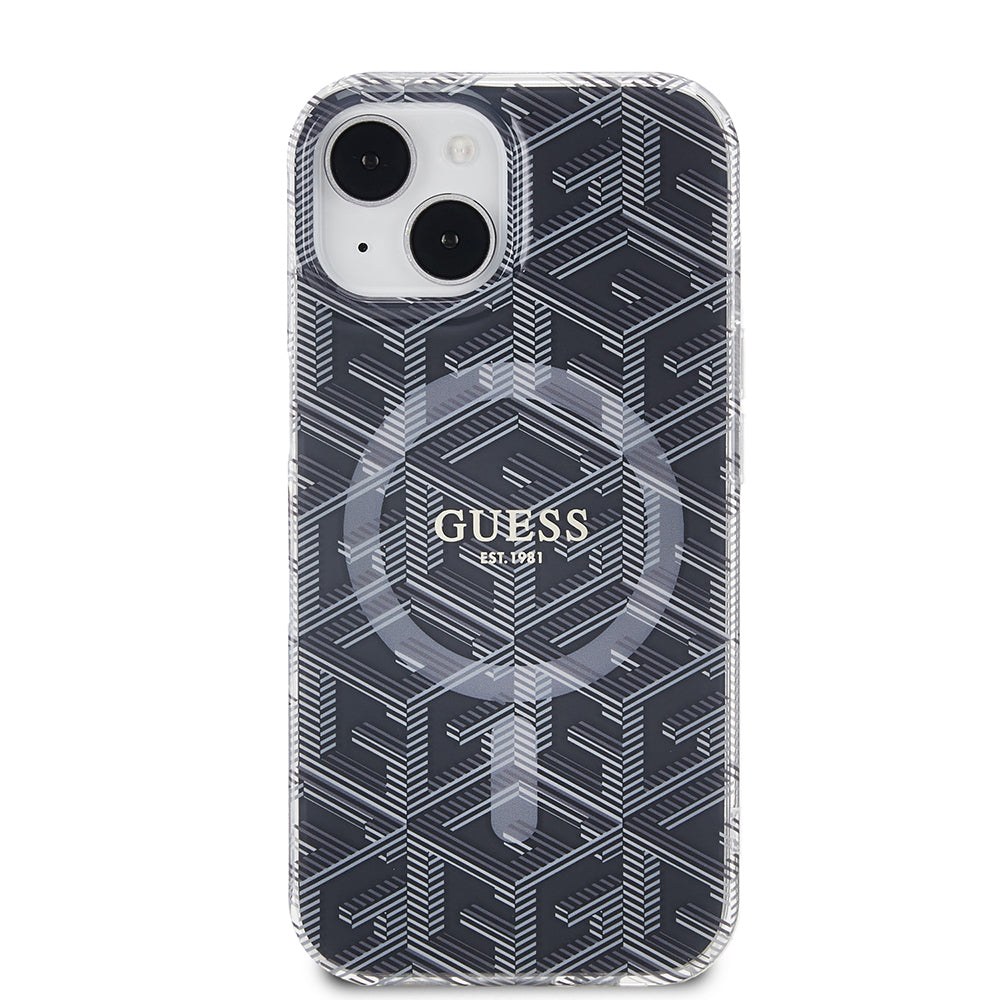 MagSafe-deksel for Apple iPhone 15, Guess, IML Gcube, Svart