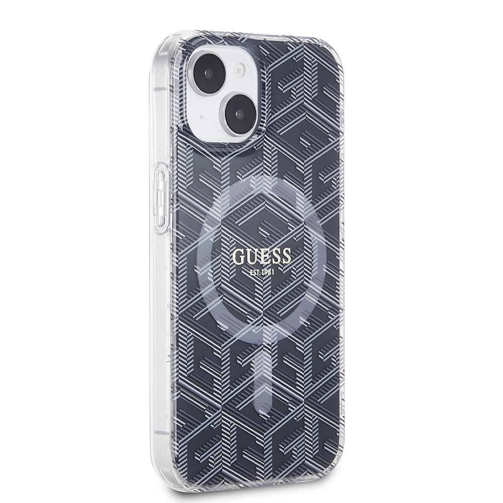 MagSafe-deksel for Apple iPhone 15, Guess, IML Gcube, Svart