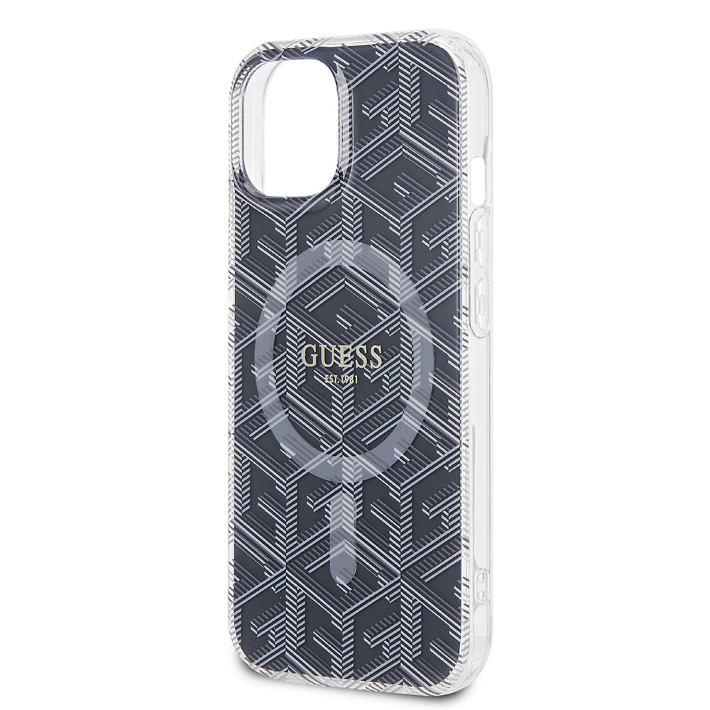 MagSafe-deksel for Apple iPhone 15, Guess, IML Gcube, Svart