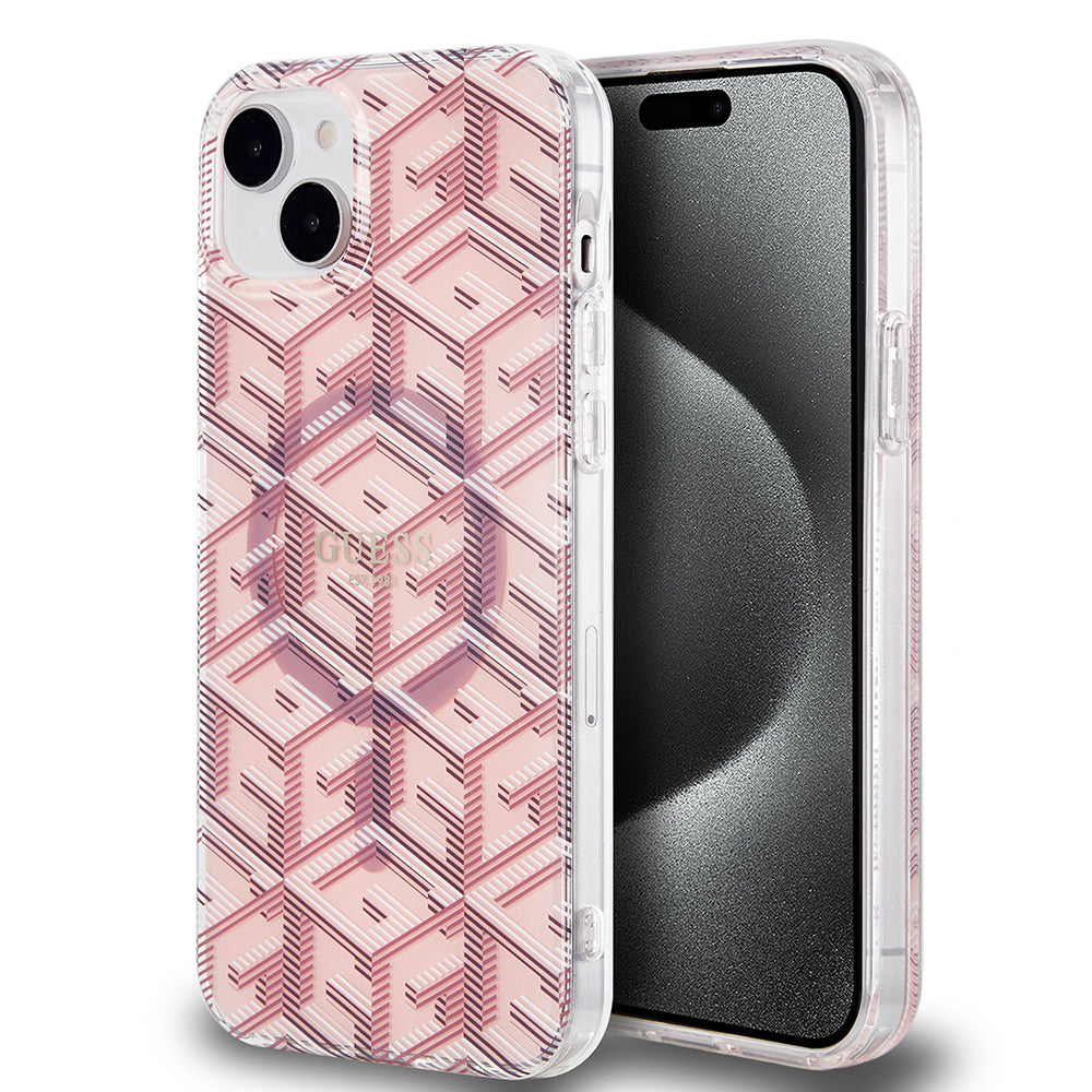 MagSafe-deksel for Apple iPhone 15, Guess, IML Gcube, Rosa