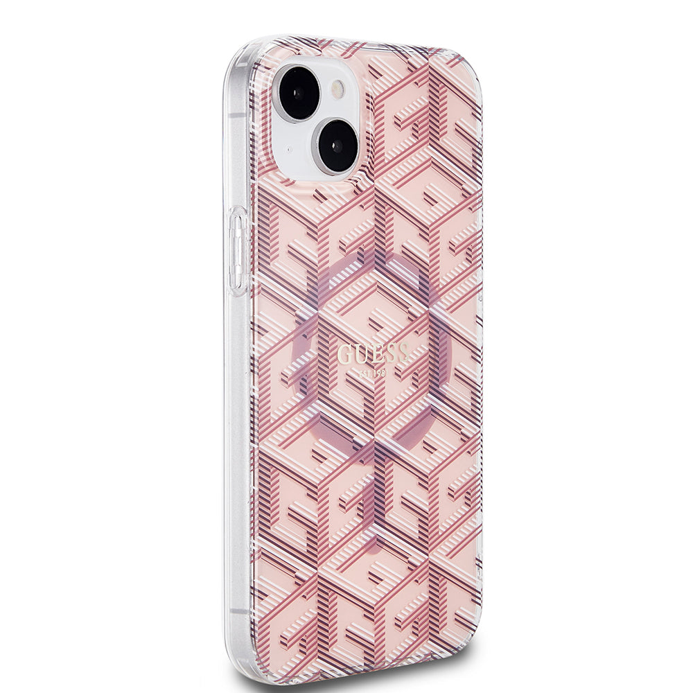 MagSafe-deksel for Apple iPhone 15, Guess, IML Gcube, Rosa