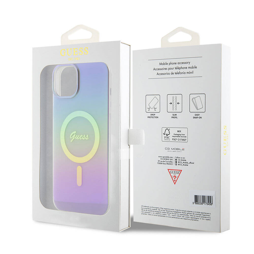 MagSafe-deksel for Apple iPhone 15, Guess, IML Iridescent, Lilla