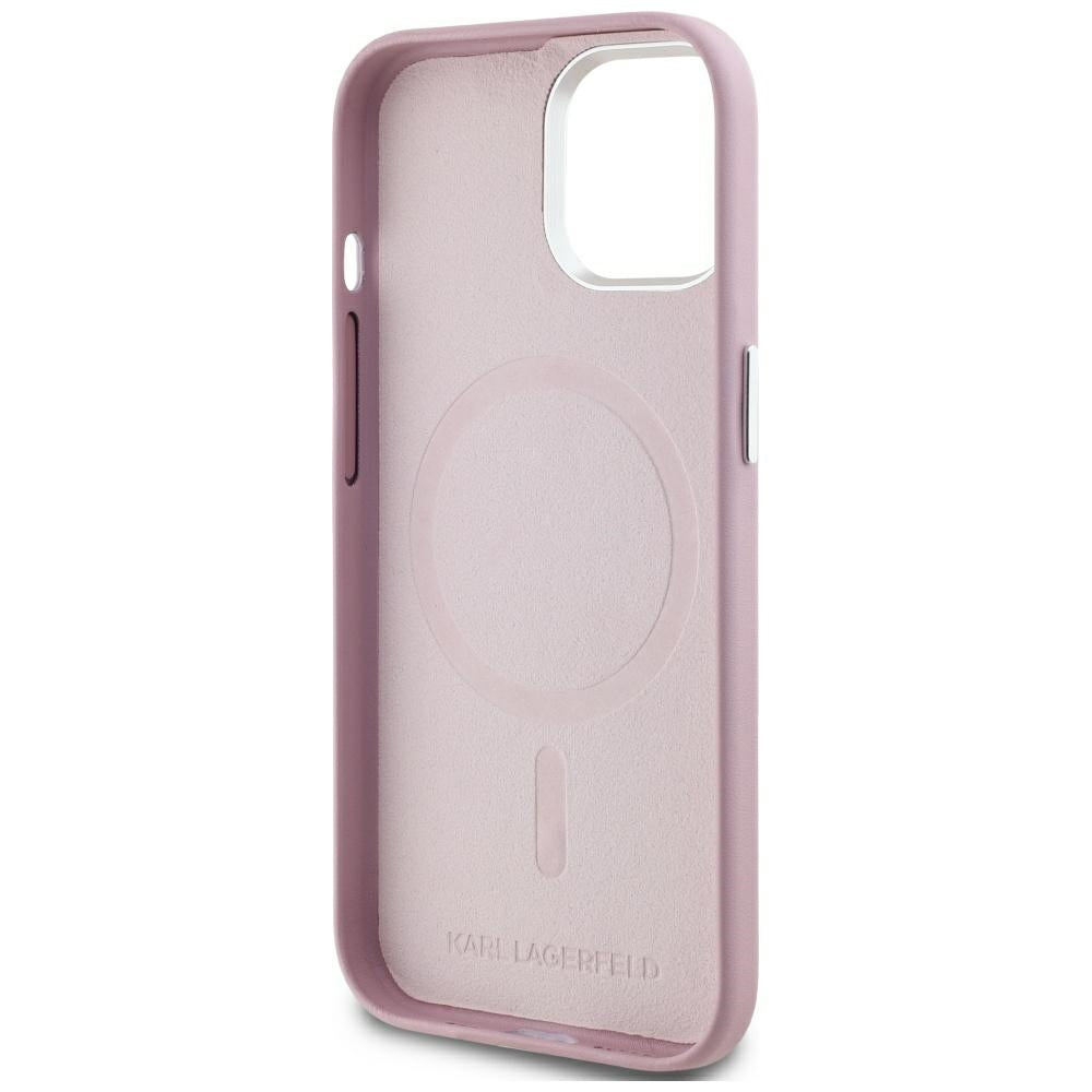 MagSafe-deksel for Apple iPhone 15, Karl Lagerfeld, FW Metal Plate, Rosa