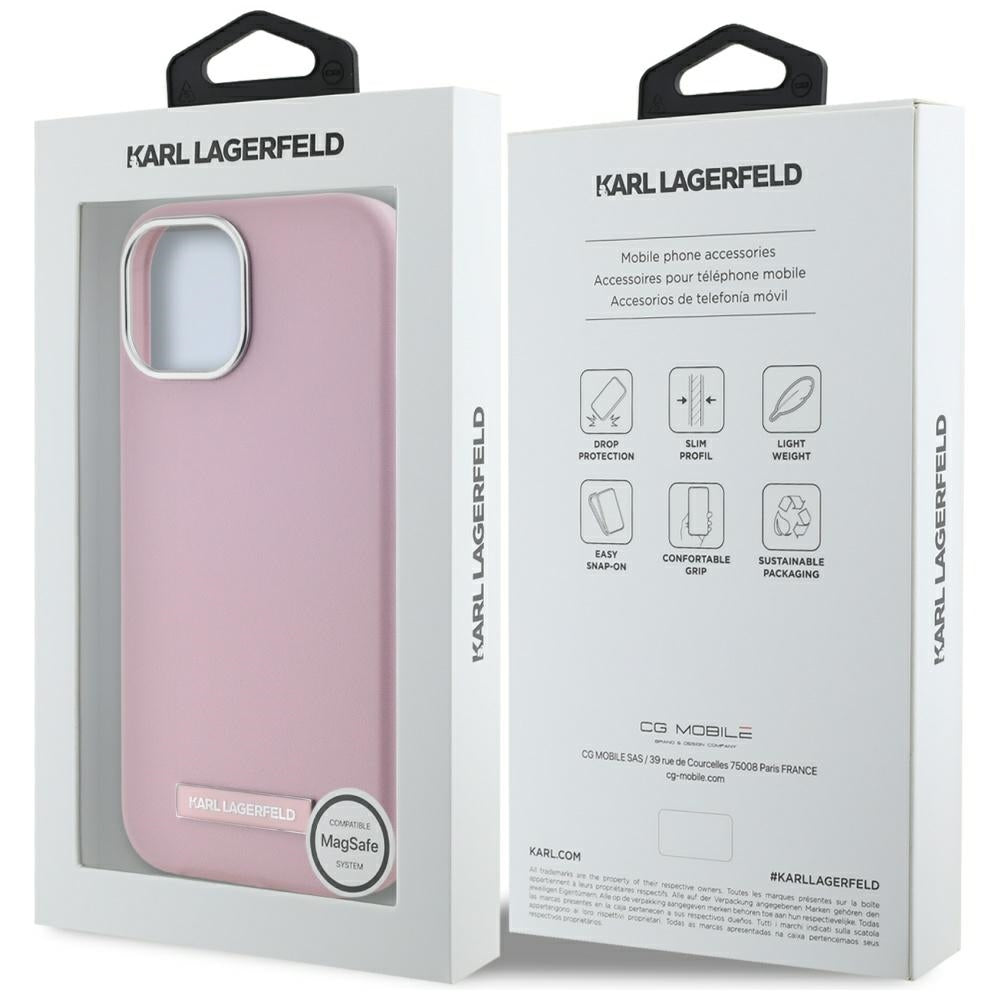 MagSafe-deksel for Apple iPhone 15, Karl Lagerfeld, FW Metal Plate, Rosa