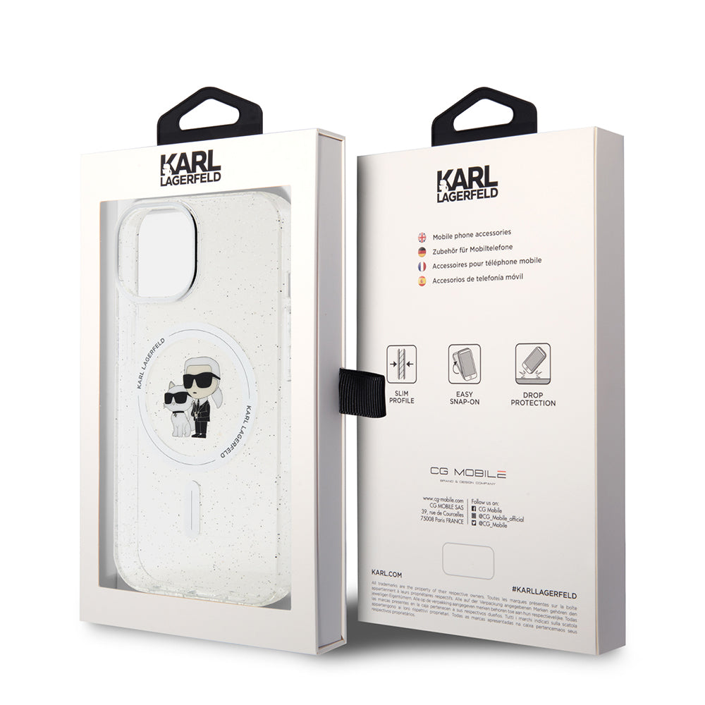 MagSafe-deksel for Apple iPhone 15, Karl Lagerfeld, Glitter, Gjennomsiktig