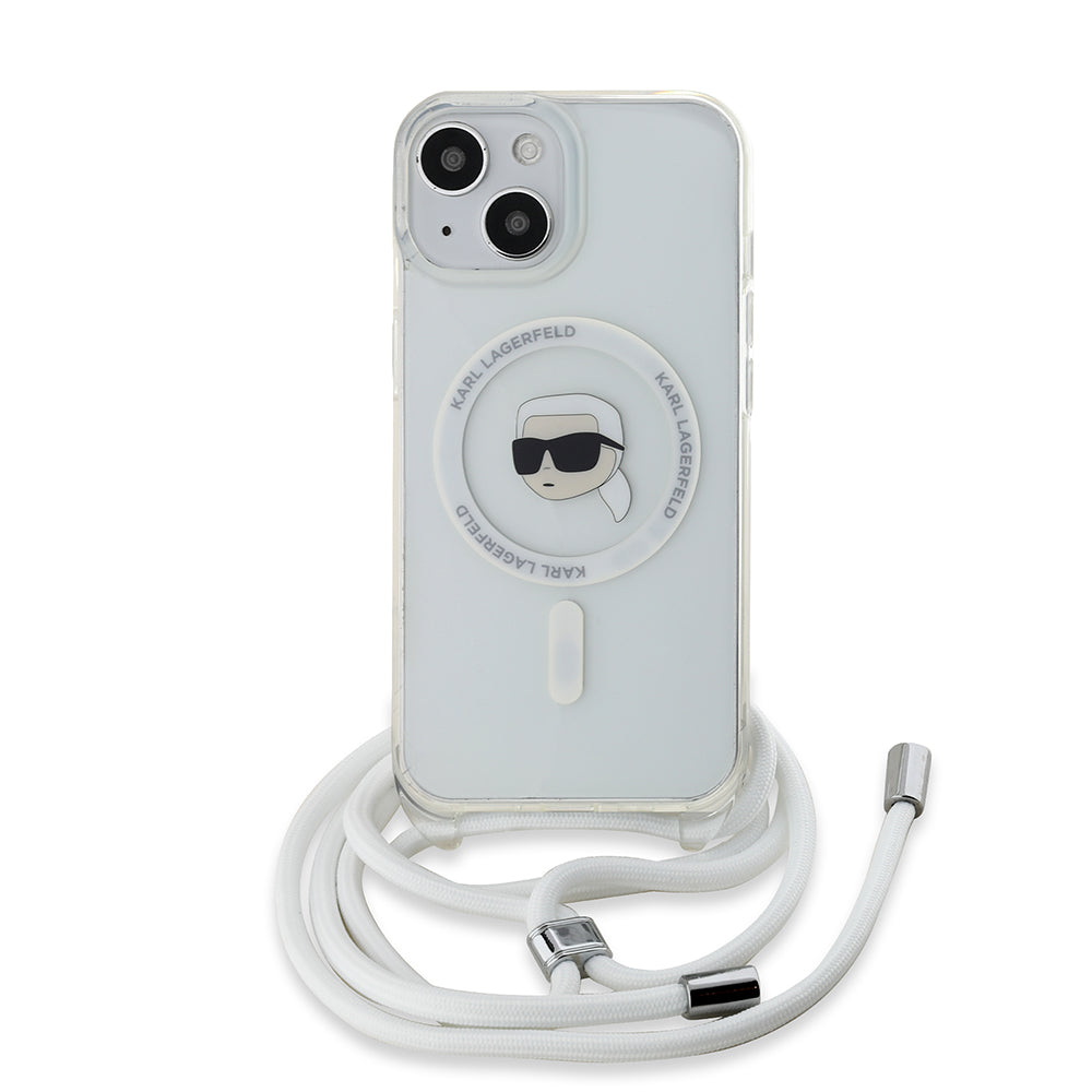 MagSafe-deksel for Apple iPhone 15, Karl Lagerfeld, IML Crossbody Karl's Head, Gjennomsiktig