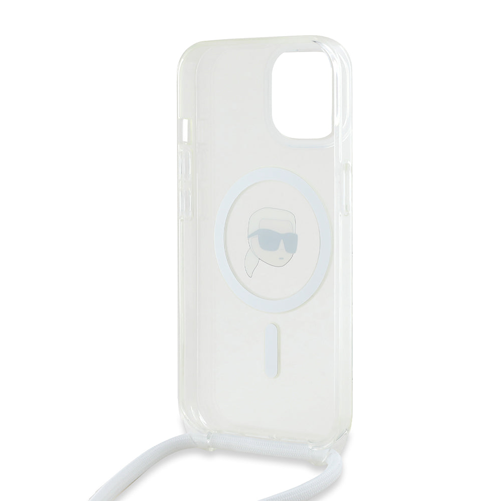 MagSafe-deksel for Apple iPhone 15, Karl Lagerfeld, IML Crossbody Karl's Head, Gjennomsiktig