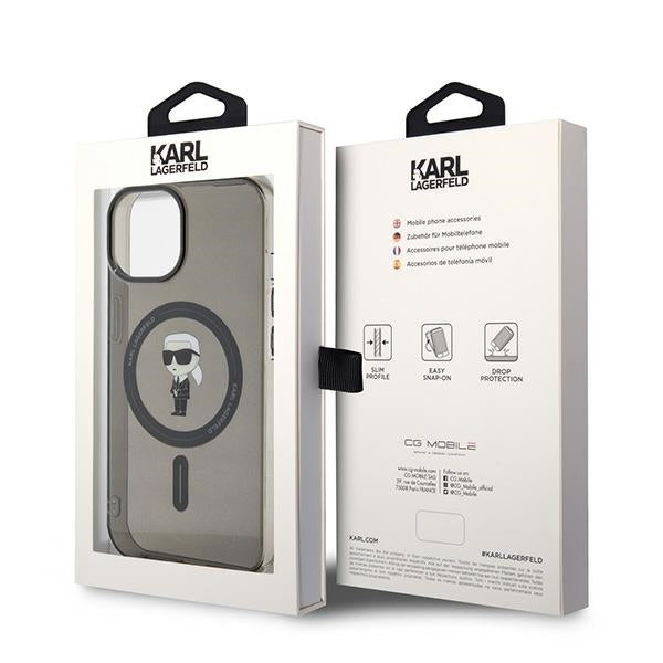 MagSafe-deksel for Apple iPhone 15, Karl Lagerfeld, IML Ikonik Karl, Svart