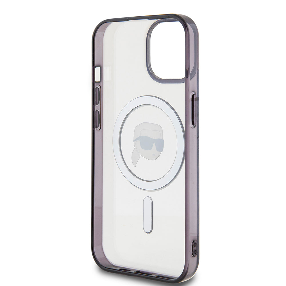 MagSafe deksel for Apple iPhone 15, Karl Lagerfeld, IML Karl's Head, Gjennomsiktig