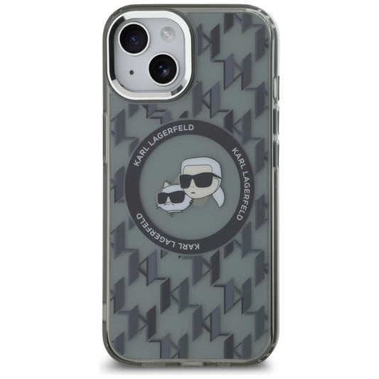 MagSafe-deksel for Apple iPhone 15, Karl Lagerfeld, IML Monogram Karl & Choupette's Heads, Svart