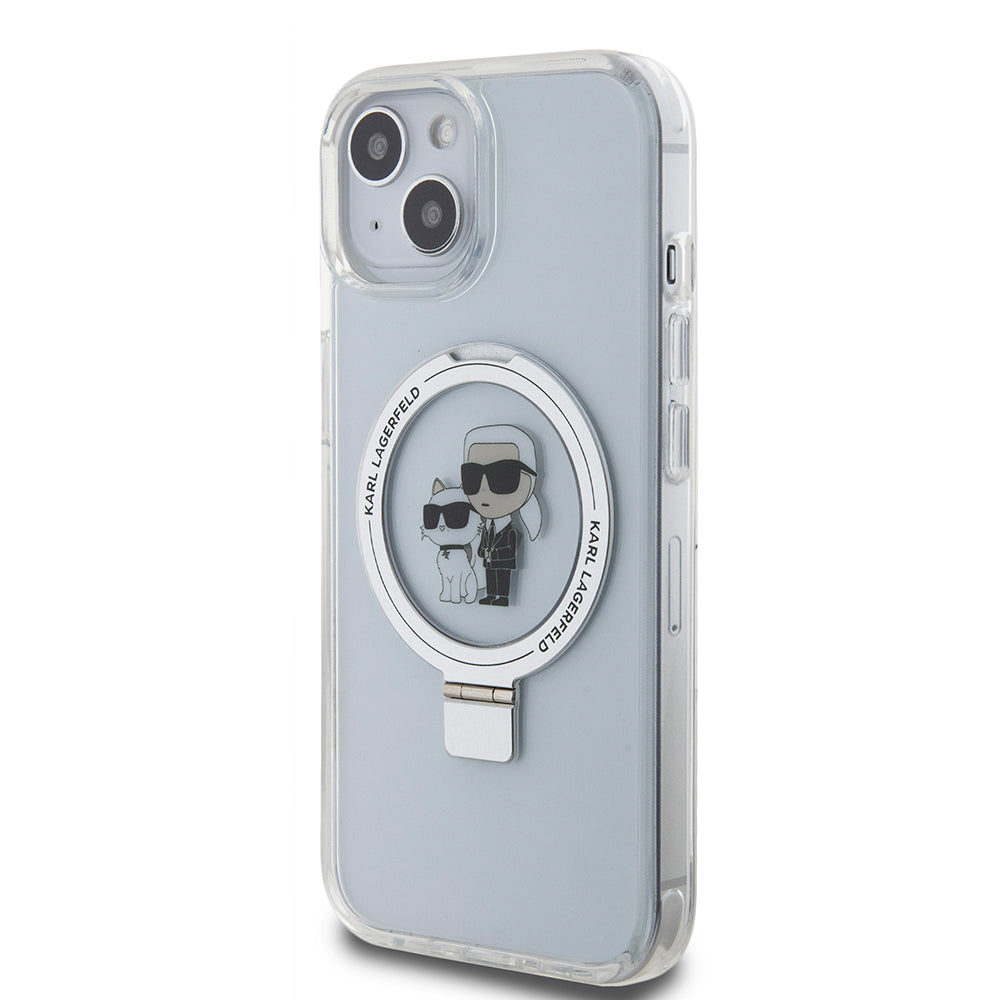 MagSafe-deksel for Apple iPhone 15, Karl Lagerfeld, Ring Stand Karl & Choupette, Hvit