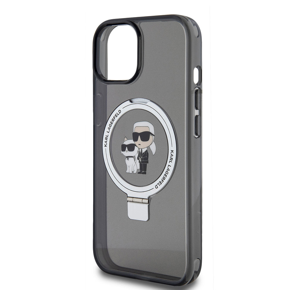 MagSafe-deksel for Apple iPhone 15, Karl Lagerfeld, Ring Stand Karl & Choupette, Svart