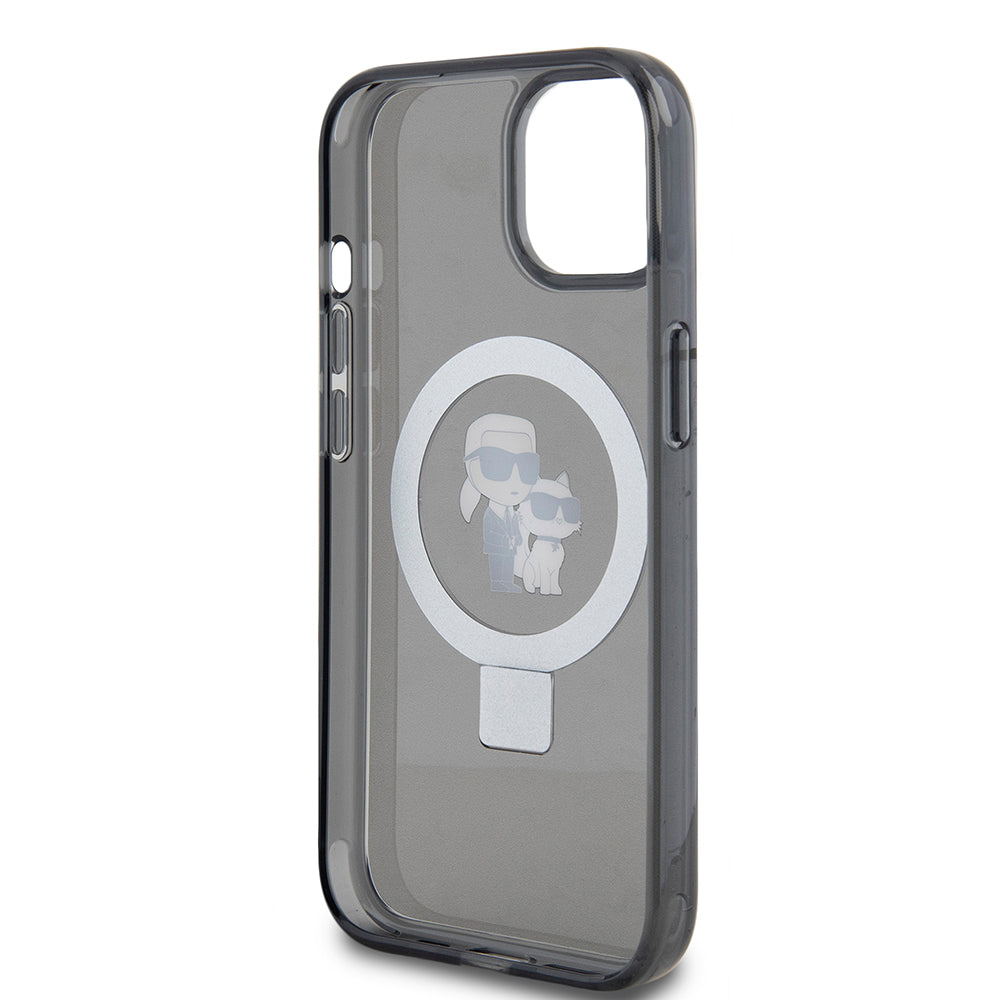 MagSafe-deksel for Apple iPhone 15, Karl Lagerfeld, Ring Stand Karl & Choupette, Svart