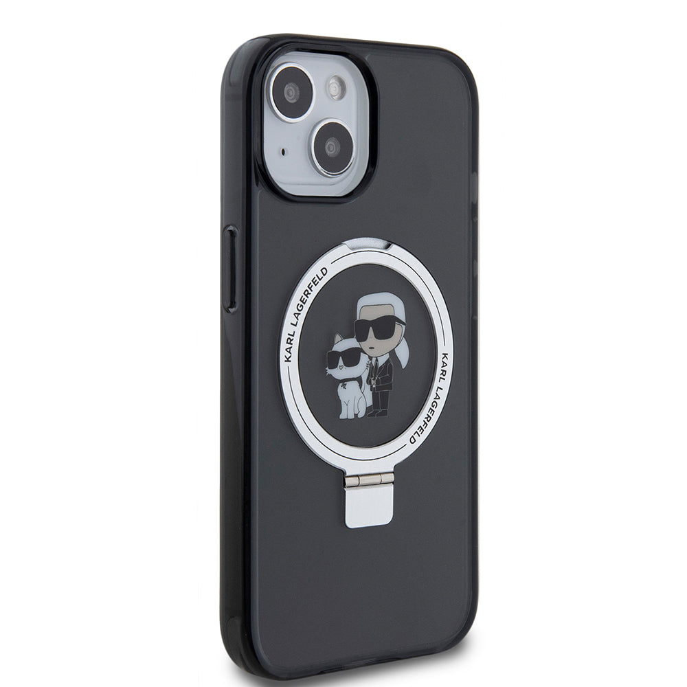 MagSafe-deksel for Apple iPhone 15, Karl Lagerfeld, Ring Stand Karl & Choupette, Svart