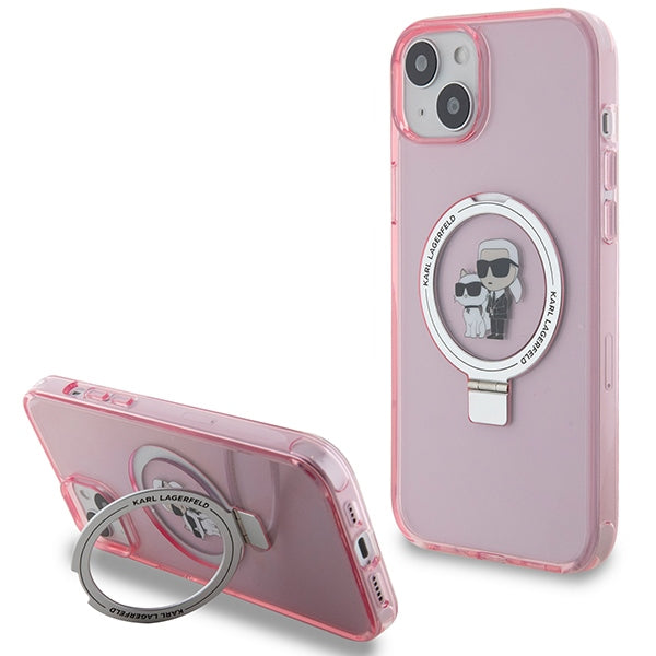 MagSafe-deksel for Apple iPhone 15, Karl Lagerfeld, Ring Stand Karl & Choupette, Rosa