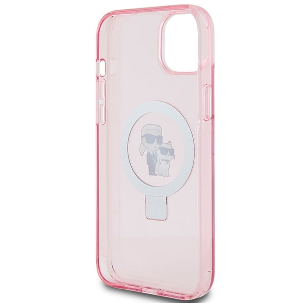 MagSafe-deksel for Apple iPhone 15, Karl Lagerfeld, Ring Stand Karl & Choupette, Rosa