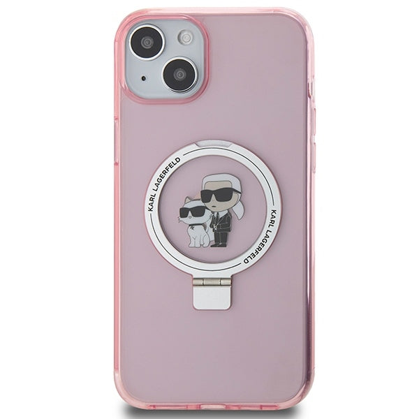 MagSafe-deksel for Apple iPhone 15, Karl Lagerfeld, Ring Stand Karl & Choupette, Rosa