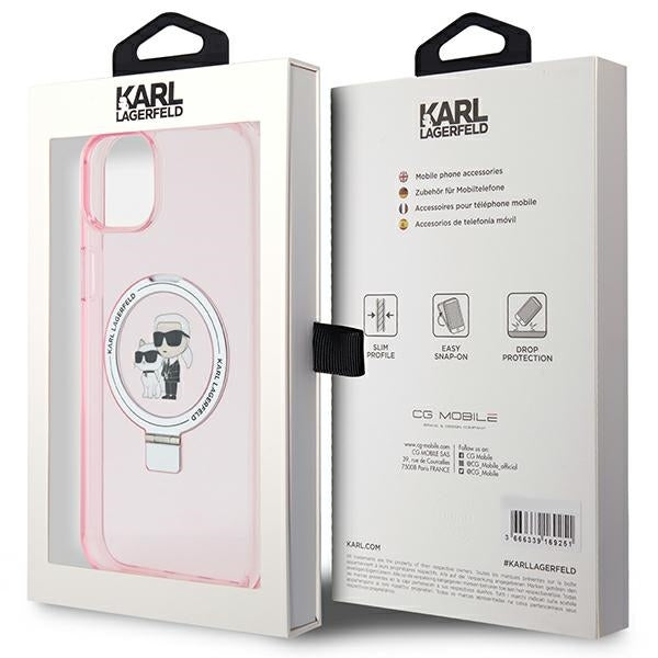 MagSafe-deksel for Apple iPhone 15, Karl Lagerfeld, Ring Stand Karl & Choupette, Rosa