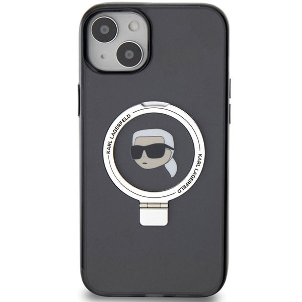 MagSafe-deksel for Apple iPhone 15, Karl Lagerfeld, Ring Stand Karl's Head, Svart