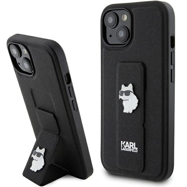 MagSafe-deksel for Apple iPhone 15, Karl Lagerfeld, Saffiano Gripstand Choupette, Svart