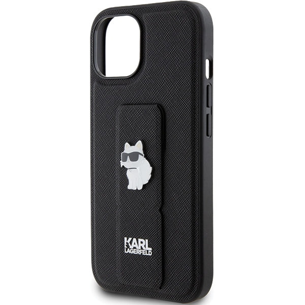MagSafe-deksel for Apple iPhone 15, Karl Lagerfeld, Saffiano Gripstand Choupette, Svart