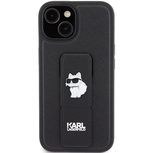 MagSafe-deksel for Apple iPhone 15, Karl Lagerfeld, Saffiano Gripstand Choupette, Svart