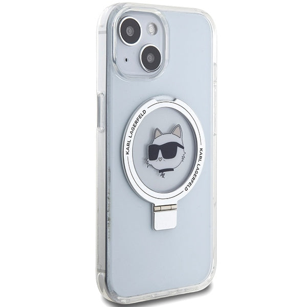 MagSafe-deksel for Apple iPhone 15 Plus / 14 Plus, Karl Lagerfeld, Ring Stand Choupette's Head, Hvit