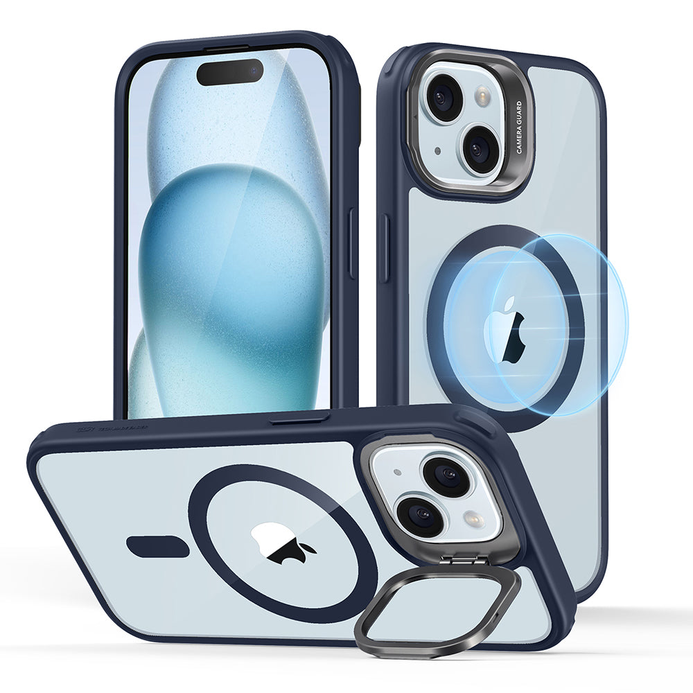 MagSafe-deksel for Apple iPhone 15 Plus, ESR, Classic Hybrid Kickstand, Marineblå Transparent